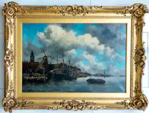 Hermanus Koekkoek (jr.) - Havengezicht in Holland verkocht voor € 995!