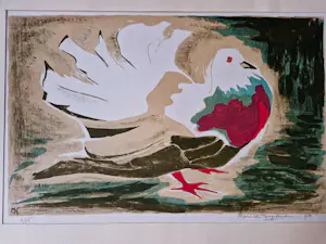 Maria van Hoogstraten - Zeer kleine oplage lithografie - Tortelduif - 1954 - potloodgesigneerd kopen? Bied vanaf 36!