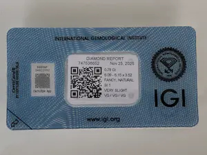 IGI-gecertificeerde natuurlijke Fancy Light Yellow diamant,0,78 karaat kopen? Bied vanaf 1200!