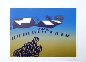 Harr Scheffer - kleurenlinosnede - Zonder titel 24/30 - 1999 - 21506 verkocht voor € 60!