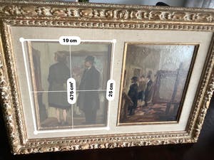 Kees Roovers - Figuren bekijken een schilderij tentoonstelling. kopen? Bied vanaf 150!