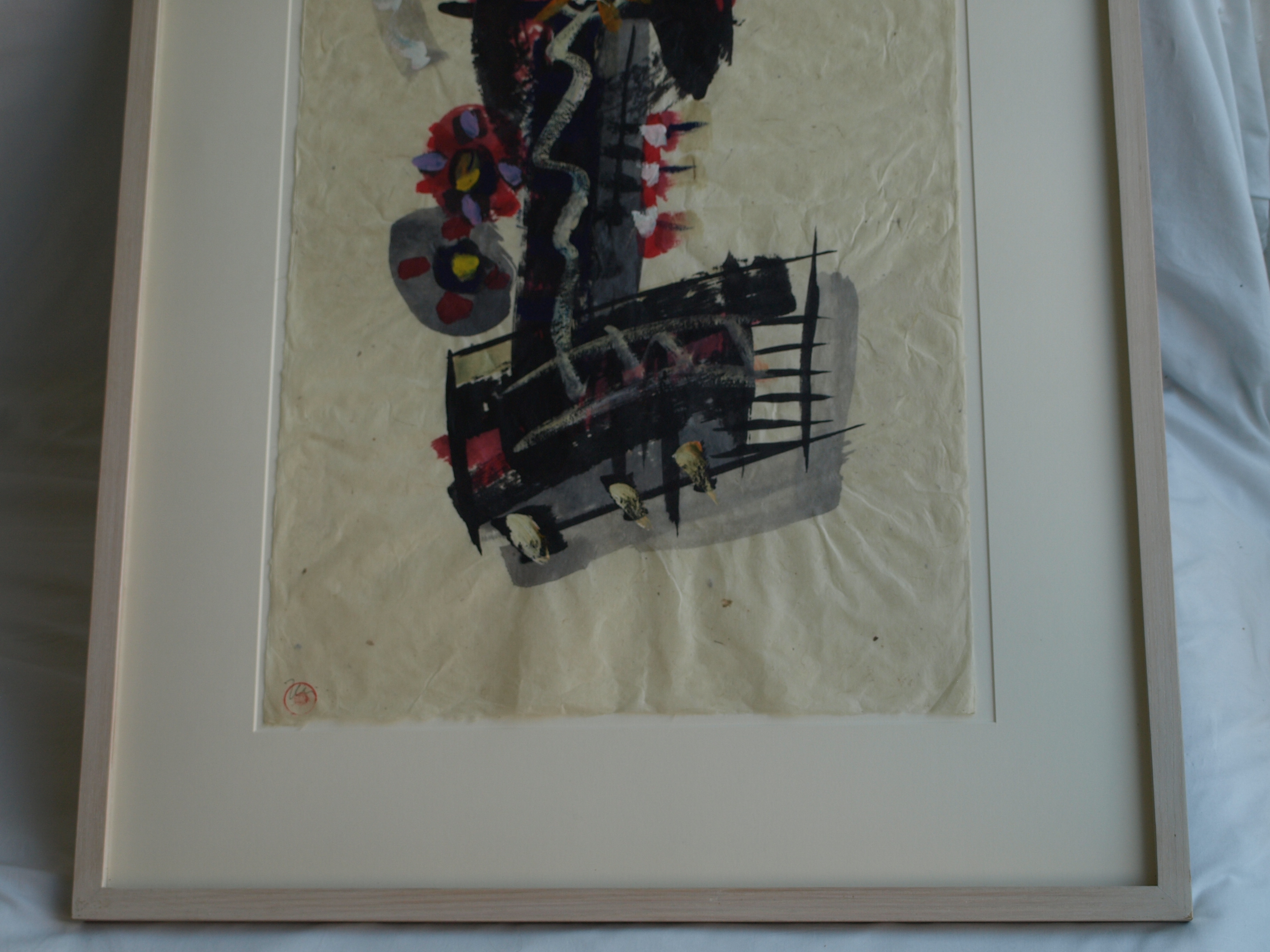 Niet of onleesbaar gesigneerd - Gouache , Abstract - gesigneerd & ingelijst - GROOT - 103 x 77 cm kopen? Bied vanaf 1!