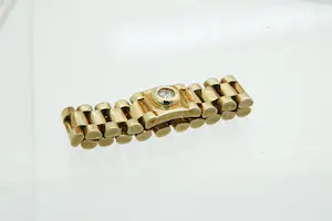 37-  Aparte 14Krt geel gouden Rolex stijl flexibele ring - met 0.05ct diamant kopen? Bied vanaf 200!