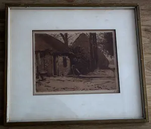 Willem Witsen - Ingelijste ets: Boerderij met schuur in Brabant - 1892 kopen? Bied vanaf 150!