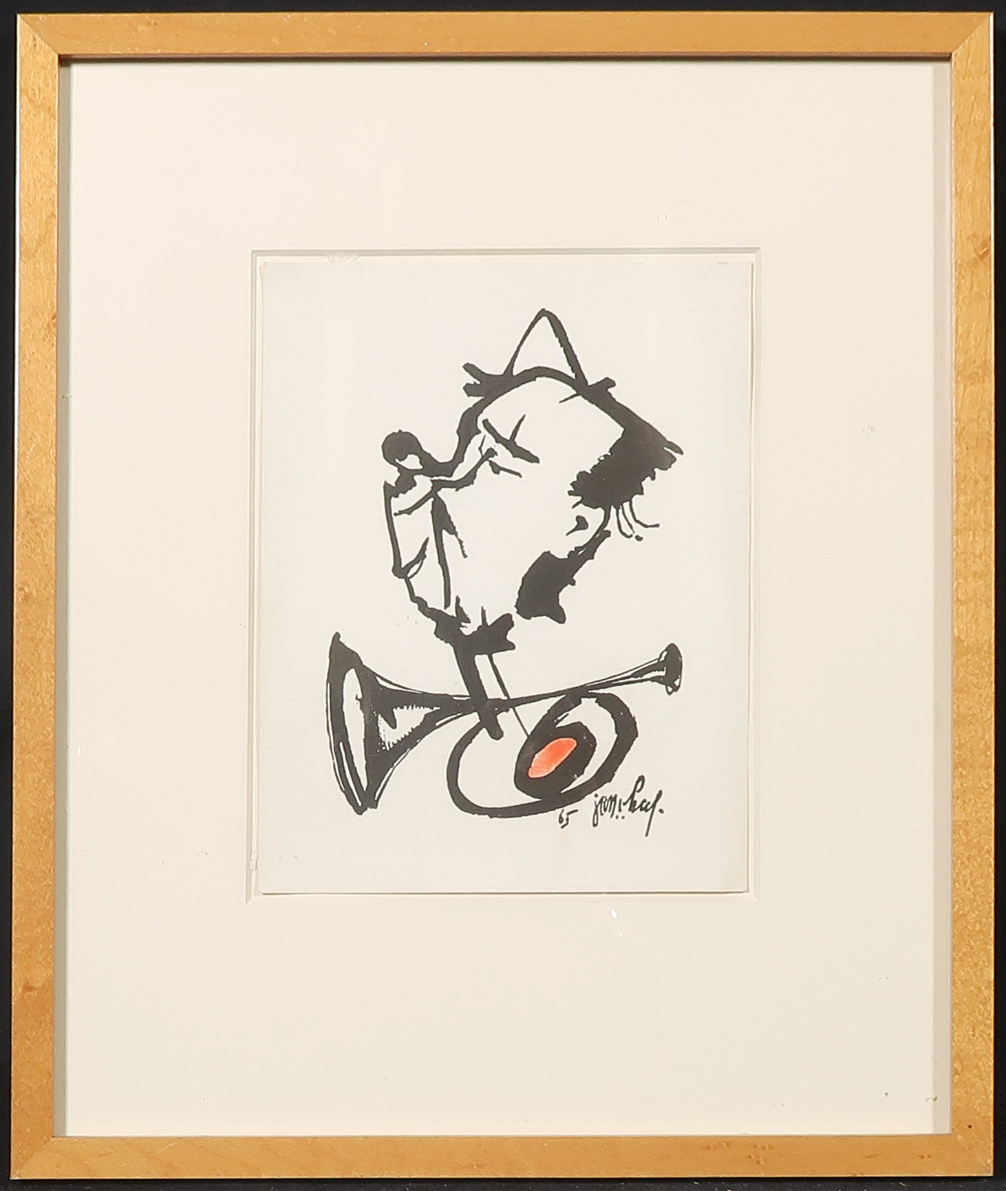 Jan van Heel - Handgekleurde litho, Z.T. muzikant - Ingelijst verkocht voor € 35!