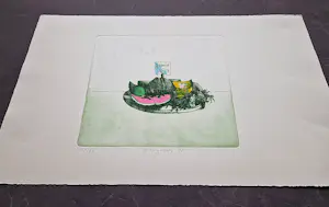 Nicolaas Wijnberg - een hele leuke, in beperkte oplage (60) gemaakte kleuren-Ets "watermeloen" kopen? Bied vanaf 37!
