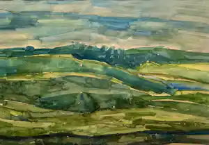 Pieter Kooistra - Aquarel op papier | 'Kennemerduinen' kopen? Bied vanaf 130!