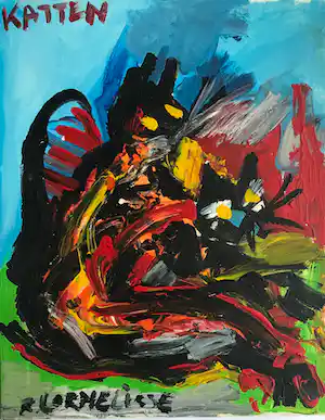 Ruud Cornelisse - Acrylverf op doek - Katten - gesigneerd verkocht voor € 50!