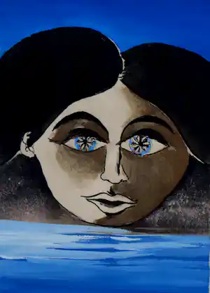 Ans Wortel - Ingelijste aquarel: de berg van 't koele water - 1971 verkocht voor € 225!