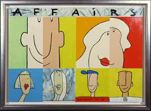 Jacob Herskind - Acryl op board, Affairs 077 - Ingelijst verkocht voor € 45!