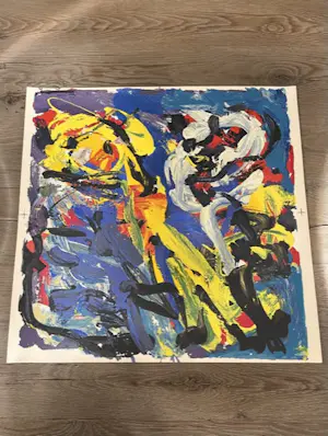 Karel Appel - "Spelend in Blauw" uit "De Schilderskist van Appel" kopen? Bied vanaf 300!