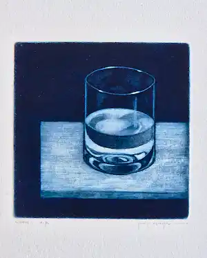Joop Vegter - Fraaie kleine mezzotint "Cheers" - uniek A.P. exemplaar - met pers. opdracht verkocht voor € 90!