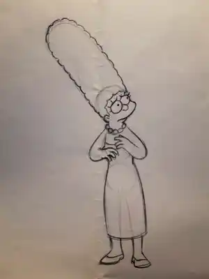 Matt Groening - originele productietekening The Simpsons, ingelijst verkocht voor € 60!