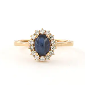 18k gouden ring met saffier en briljant geslepen diamant tot. 0.24ct kopen? Bied vanaf 650!