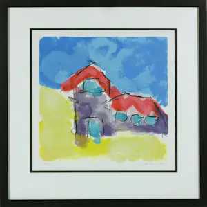 Henk van Vessem - Set van vier litho's, Huisjes - Ingelijst kopen? Bied vanaf 30!