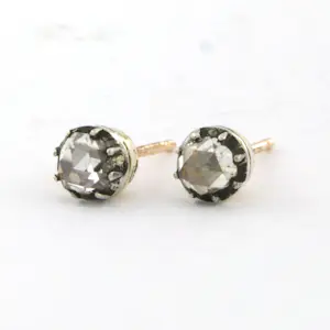 18k goud en zilver solitair oorknoppen met roos geslepen diamant tot. 0,50ct kopen? Bied vanaf 585!