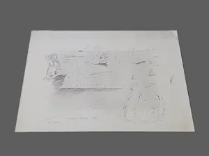 Hannes Postma - Een in 1977 gemaakte grote inkt-tekening "3 nymphen / naaktstrand" kopen? Bied vanaf 63!
