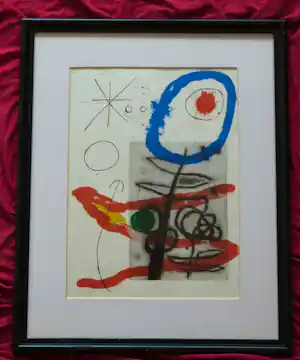 Joan Miro - Abstrakt Tierkreiszeichen "Stier verkocht voor € 150!