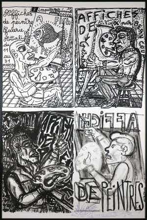 Robert Combas - Gesigneerd affiche met tekening - Ingelijst (Groot) verkocht voor € 400!