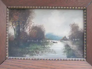 Anton Muller - gezicht op een boerderij aan het water kopen? Bied vanaf 35!