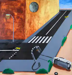 Paul Nassenstein - Acryl op doek, Crash II/op hoek verkocht voor € 175!