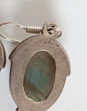 Oorhangers 925 sterling zilver met grote labradoriet cabochons kopen? Bied vanaf 20!