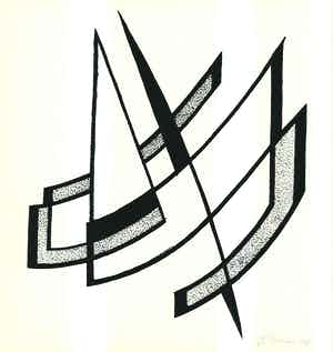 Italo Primi - Handgesigneerde lithografie: Geometrische compositie verkocht voor € 40!
