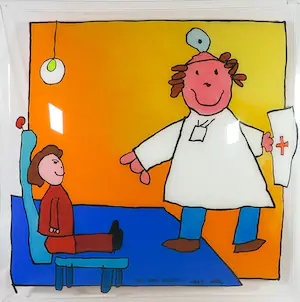 Ella Steenmeijer - Acryl op koepelvormig plexiglas, Kindertekening kopen? Bied vanaf 1!