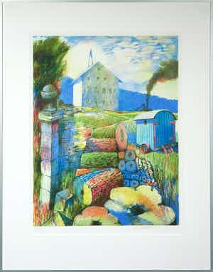 Nicolaas Wijnberg - Litho, Zonder Titel (Landschap) - Ingelijst verkocht voor € 75!