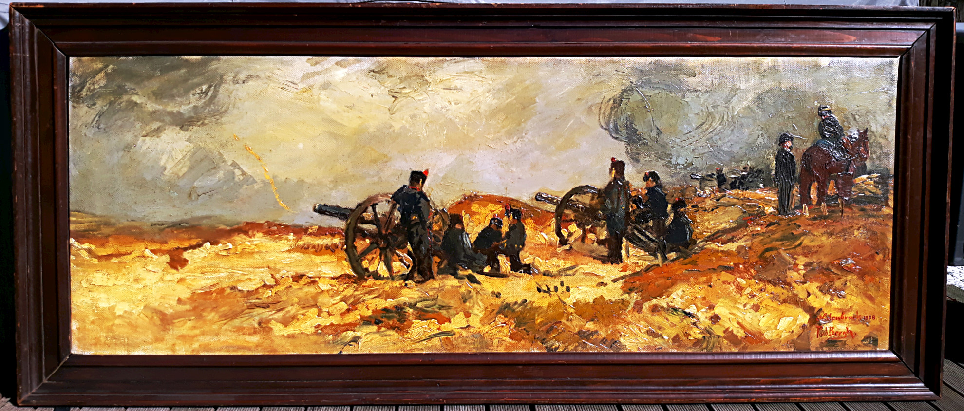 Piet van den Bergh - Hollandse artillerie (1888), olieverf op doek (ingelijst, groot) kopen? Bied vanaf 550!