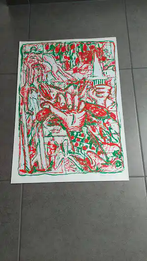 Fred Bervoets - Handgesigneerd , genummerd zeefdruk Bert Bervoets , verkocht voor € 135!