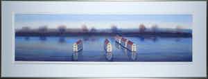 Willem de Vries - Aquarel, Ons huis langs het water - Ingelijst (Groot) verkocht voor € 40!