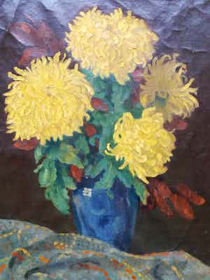 Ad Blok van der Velden - Stilleven met Chrysanten. verkocht voor € 350!