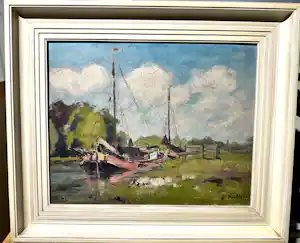 Piet de Regt - Schuiten in de Leede bij Warmond verkocht voor € 95!