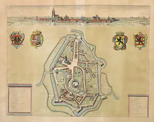Niet of onleesbaar gesigneerd - Handgekleurde gravure, Aldenarda vulgo Audenaerde (Oudenaarde) kopen? Bied vanaf 1!