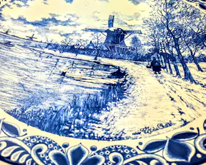 Chemkefa - Wandteller Keramik Delft Blauw Dekor Winterlandschaft nach F.J. du Chattel 70er kopen? Bied vanaf 20!