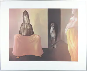 Leonor Fini - Zeefdruk, Twee vrouwen en vogel - Ingelijst kopen? Bied vanaf 1!