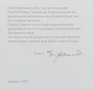 Gerriet Postma - Wie de liefde wil, krijgt ook de pijn (ingelijste gouache bij monografie) kopen? Bied vanaf 395!