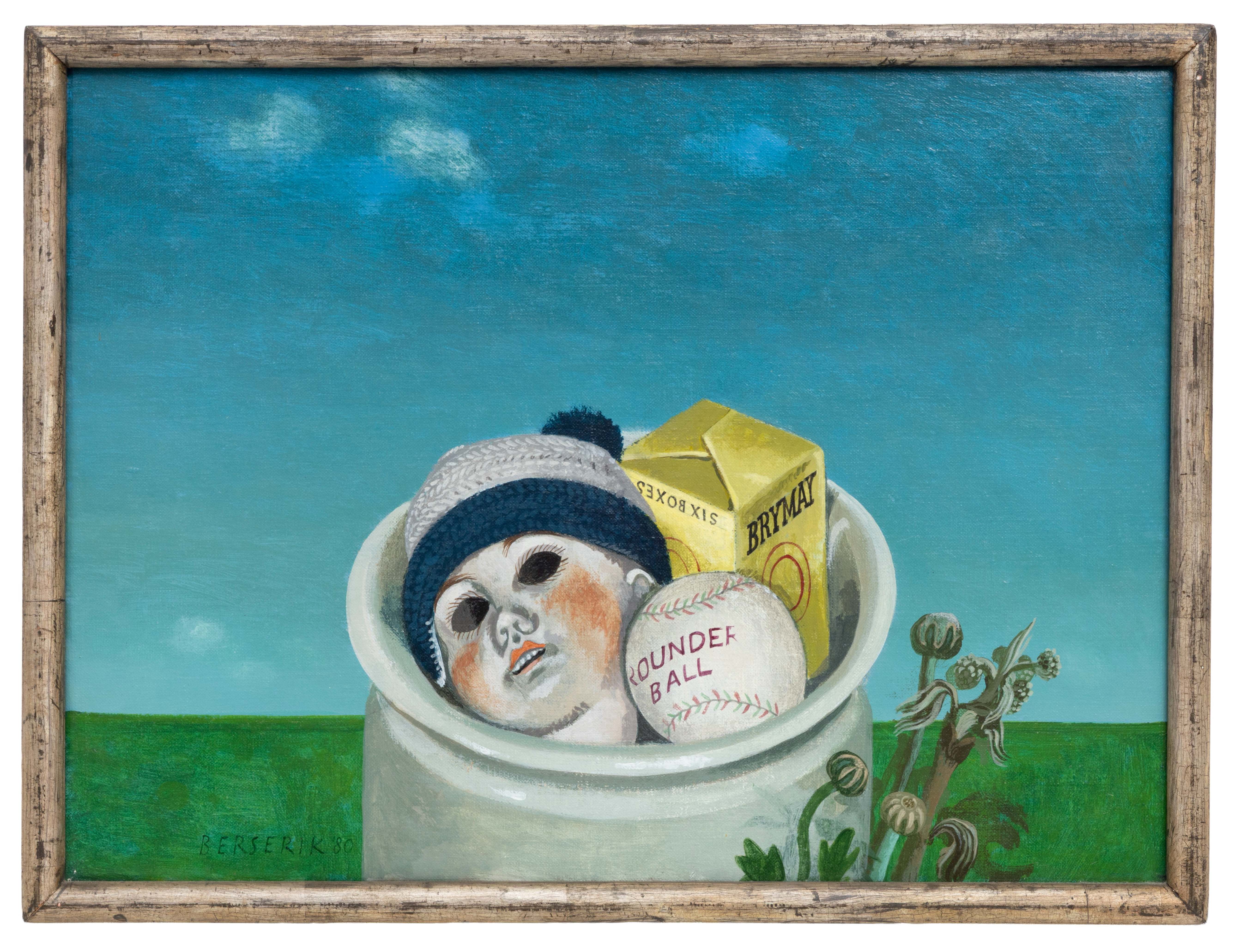 Herman Berserik - Ingelijste acrylverf op doek: 'Kop in pot' - 1980 kopen? Bied vanaf 2495!