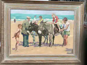 Frits Verdonk - strandgezicht kinderen met ezeltjes kopen? Bied vanaf 1000!