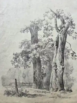 Barend Cornelis Koekkoek - Bomen. Litho. verkocht voor € 40!