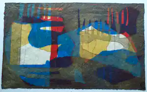 Ati Lichtveld - Acryl en pastel , Gebrande Aarde – 1994 – Ingelijst, 78 x 103 cm. verkocht voor € 150!