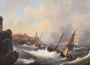 Govert van Emmerik - Schepen op een woeste zee kopen? Bied vanaf 500!