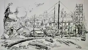 Wim Motz - Tekening "Bouw Overschie" kopen? Bied vanaf 29!
