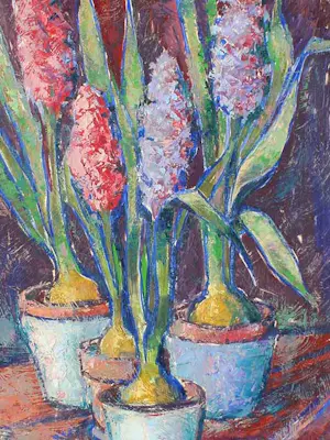 Wim Borst - Stillleben Blumen in Töpfen auf einem Tisch kopen? Bied vanaf 240!