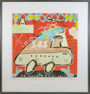 Jacob Herskind - Zeefdruk, SAS - Ingelijst verkocht voor € 50!