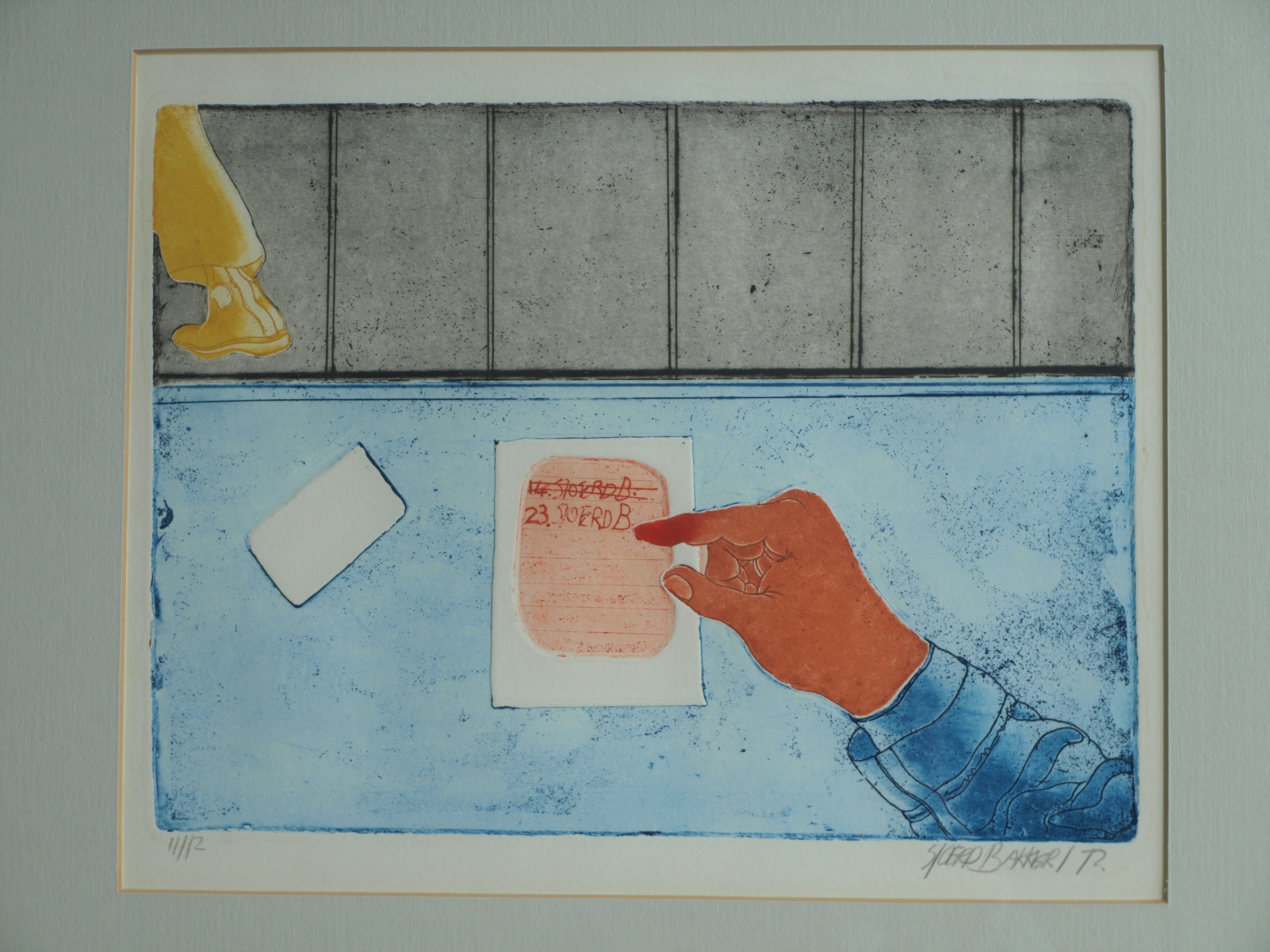 Sjoerd Bakker - Ets en aquatint , Veranderen van een afspraak – gesigneerd & ingelijst - 1972  kopen? Bied vanaf 1!