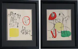 Karel Appel - 2x abstracte compositie kopen? Bied vanaf 50!
