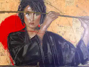 Nico Vrielink - SENSUELE VROUW / KLEURZEEFDRUK / 54x76cm / SIG verkocht voor € 75!