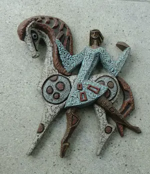 Joop Puntman - Unieke zeldzame wandplaquette - sculptuur van dansende figuur met paard kopen? Bied vanaf 250!
